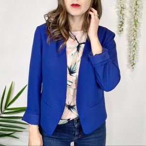 LOFT blazer royal blue open front pockets